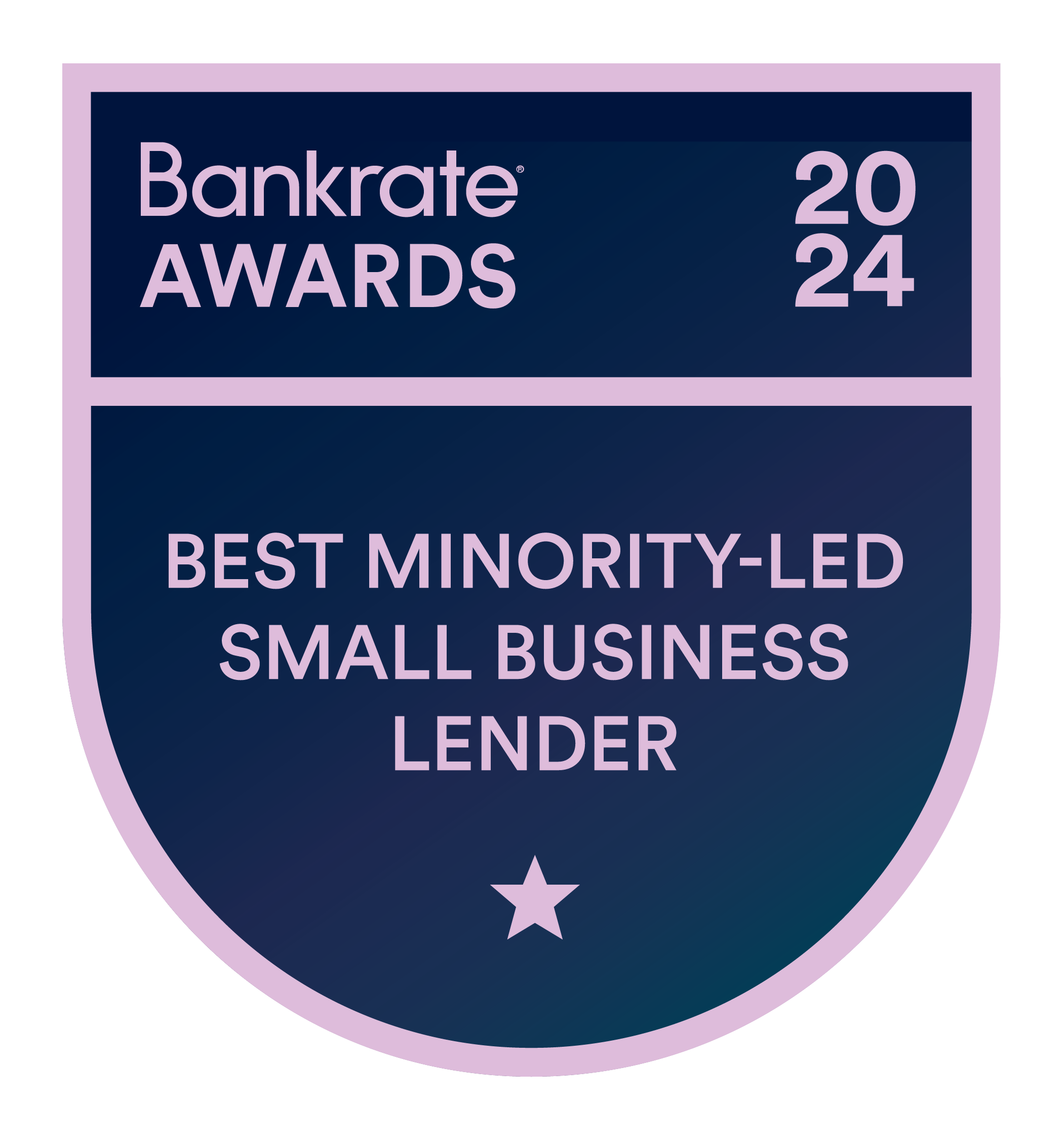 2024 Bankrate Awards - Best Minority-Led Small Business Lender Badge